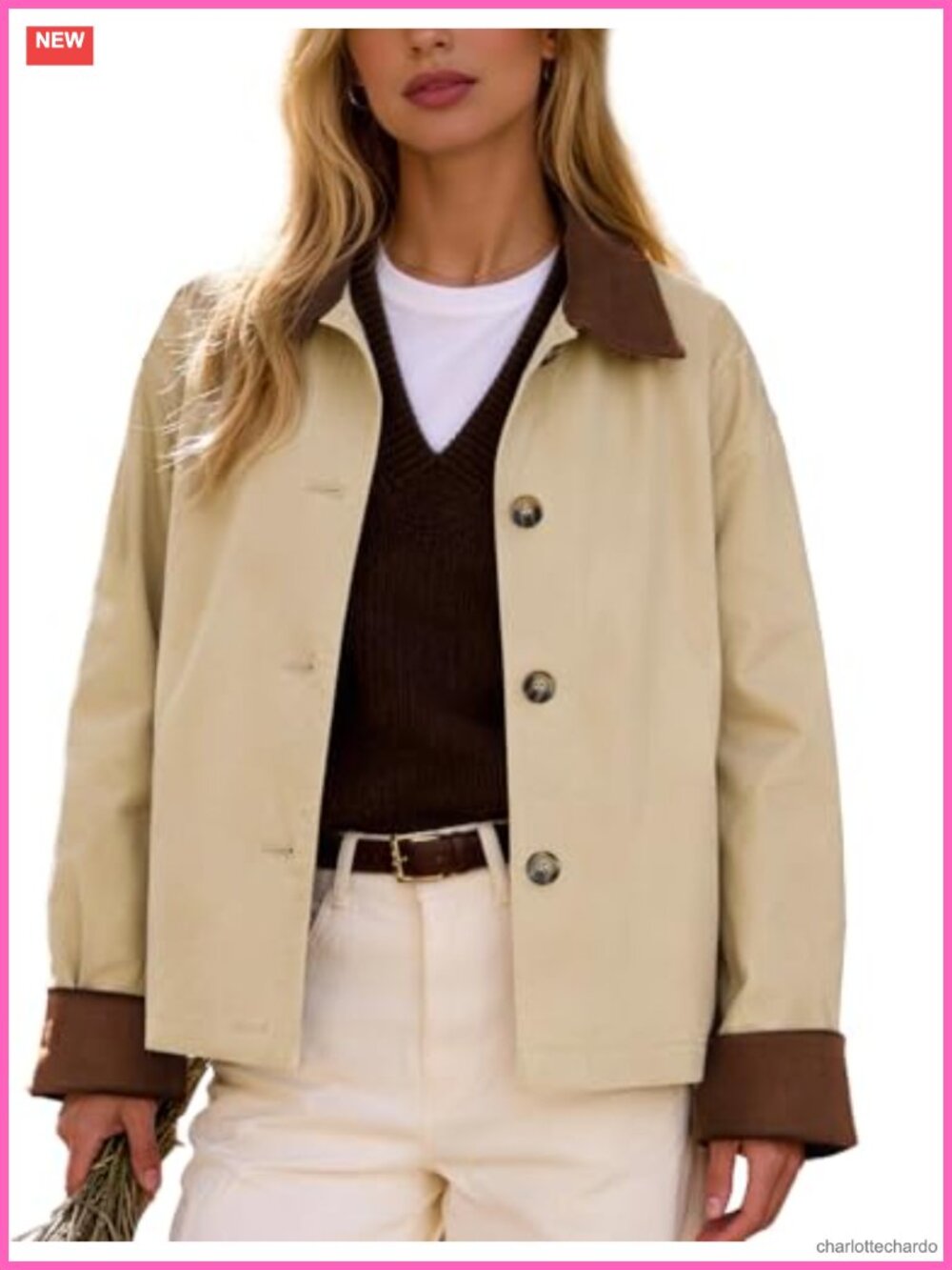 Cropped Trench Coat for Women, Lightweight Casual Jacket, Polyester, Fall Spring